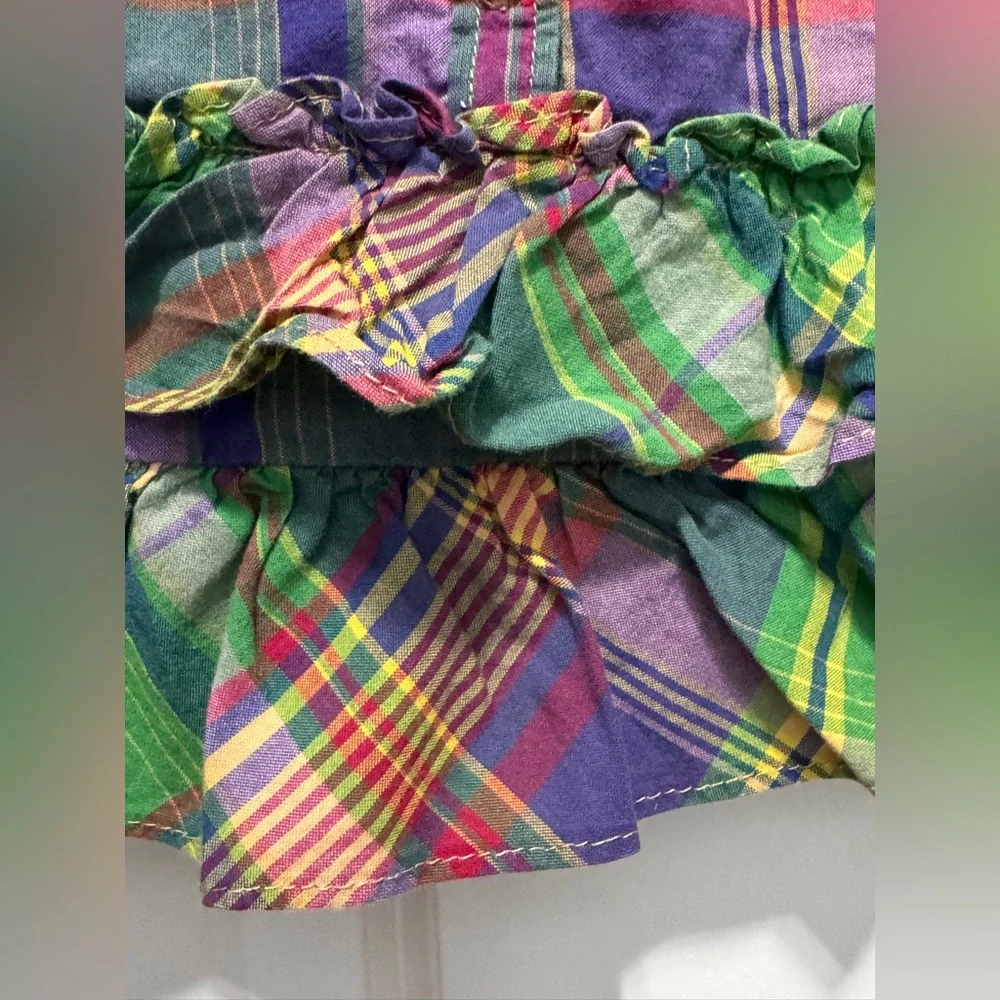 Ralph Lauren Multicolor Plaid Ruffle Blouse size 4
